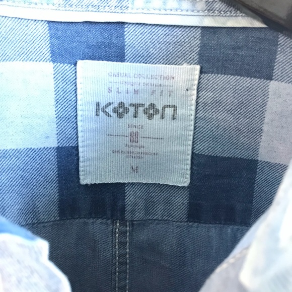 Koton Men's Plaid Button Down - Slim Fit Medium - Picture 4 of 4